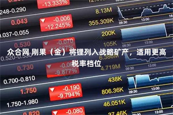 众合网 刚果（金）将锂列入战略矿产，适用更高税率档位