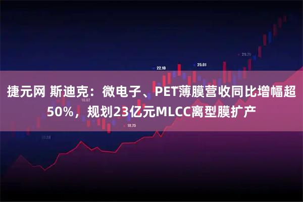 捷元网 斯迪克：微电子、PET薄膜营收同比增幅超50%，规划23亿元MLCC离型膜扩产